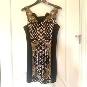 BCBG black and yellow patterned dress Size SMALL